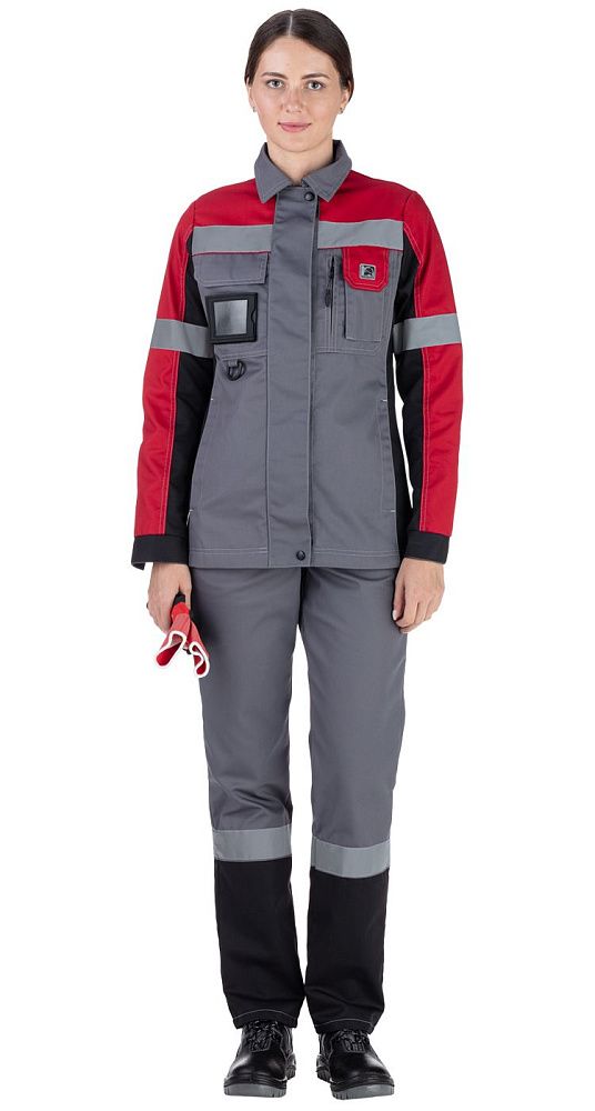 Куртка женская рабочая летняя для ИТР Виват NEW серо-черно-красная